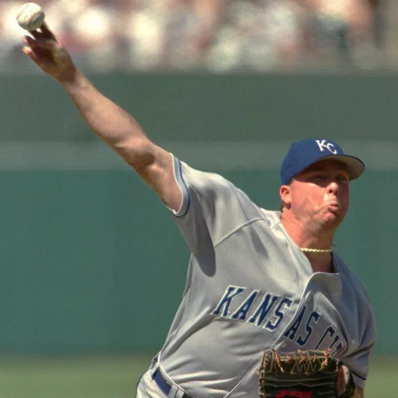 Kansas City Royals Kevin Appier releasing the ball