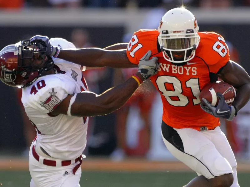 Oklahoma State wide receiver Justin Blackmo