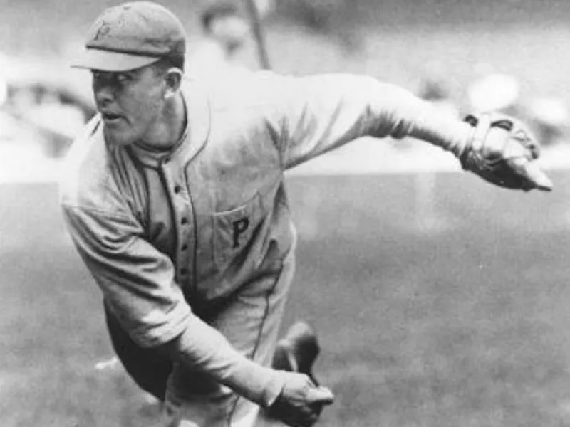 Babe Adams throws ball
