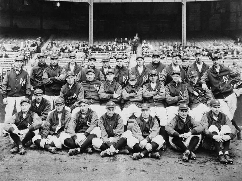 The New York Yankees baseball team including Bob Shawkey