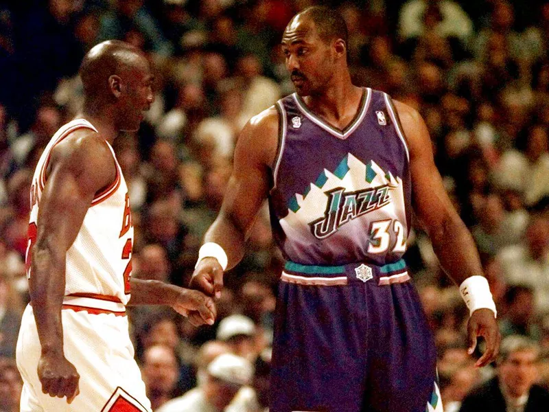 Karl Malone and Michael Jordan