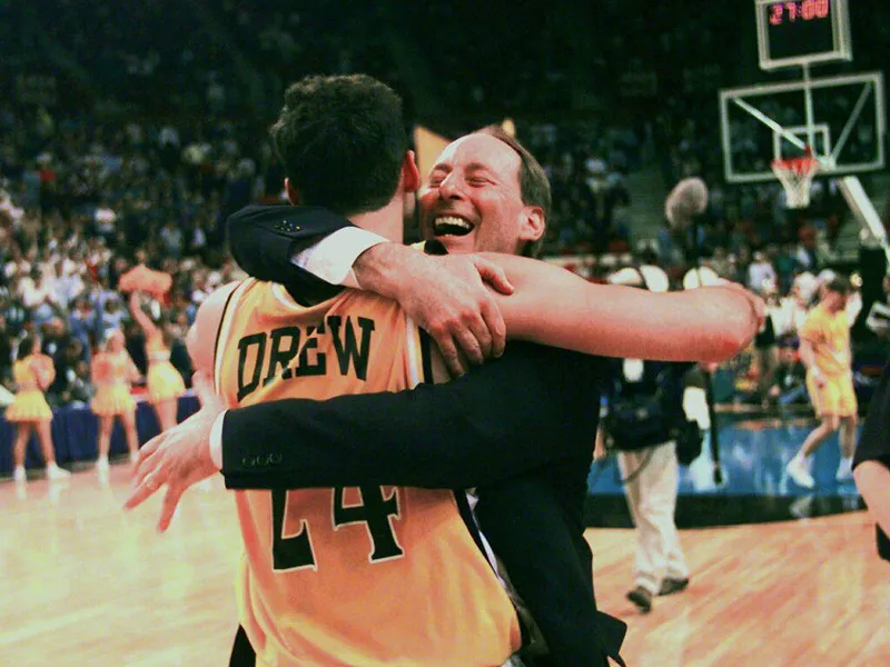 Valparaiso head coach Homer Drew and Bryce Drew