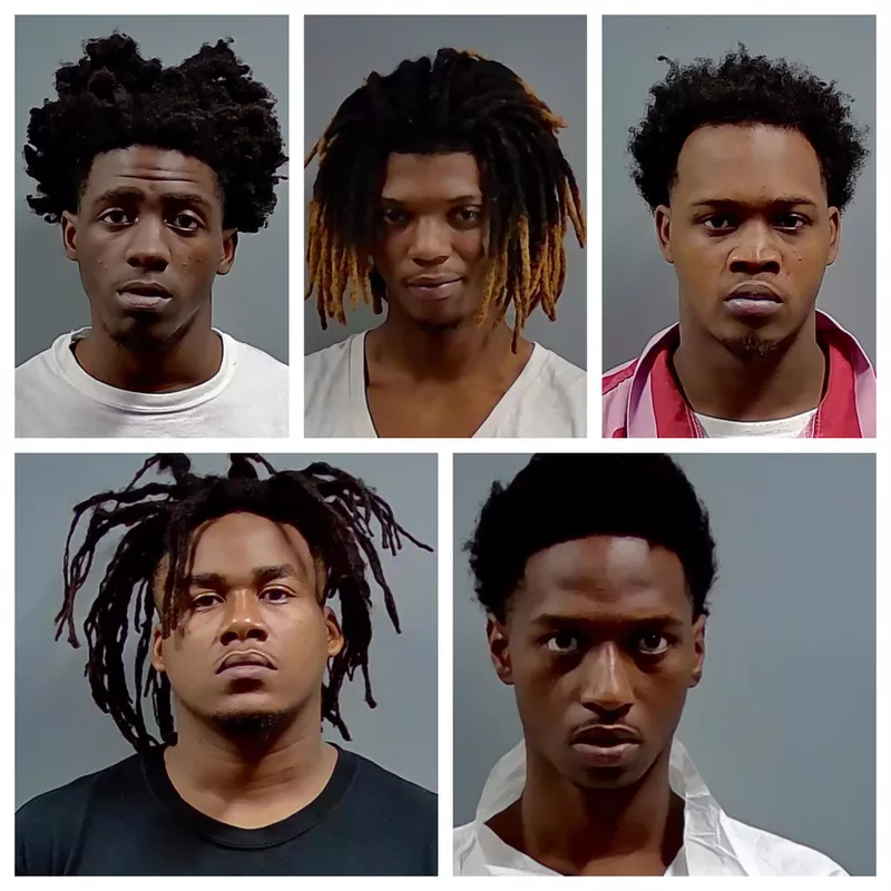 Amos Snowden Jr., 21, and Da'Quavion Snowden Jr., 22, Kobie Jenkins Jr., 21, Timothy Knight Jr., 20, and Terrell Parker, 23.