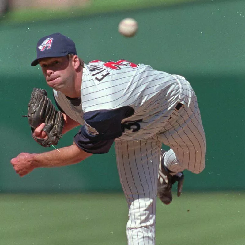 Anaheim Angels' pitcher Chuck Finley delivers a pitch
